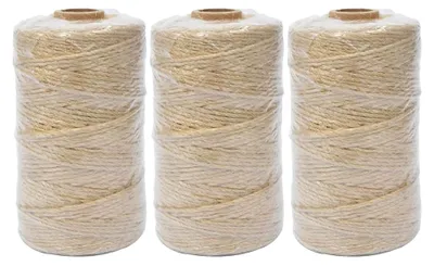 Produktbild von 3 Rollen Juteschnur 2mm 130m Natur Sisal Selbstgemacht Bastelseil für Verpackung, Dekoration und Handwerk