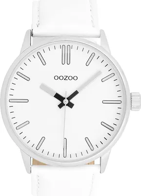 Image de Montre Oozoo blanc cuir Timepieces femmes-hommes Montre à quartz analogique UOC11512