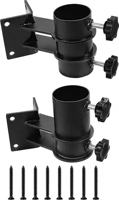 Immagine prodotto di INF Set di Supporti per Ombrellone Angolari: Acciaio, 9.5x7x4cm, per Terrazze - 2 Pezzi