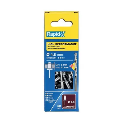 Obrázek produktu pro Rapid 5000389, Slepý nýt, Hliník, Ocel, Nerezová ocel, RP10 , RP40, RP60, RP100, 4,8 mm, 4,8 mm