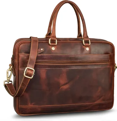 Produktbild von ROYALZ "Charleston" Echtleder Aktentasche Herren Umhängetasche Leder groß modern - Business Laptoptasche 14 - 15.6 Zoll Ledertasche als Henkeltasche Schultertasche
