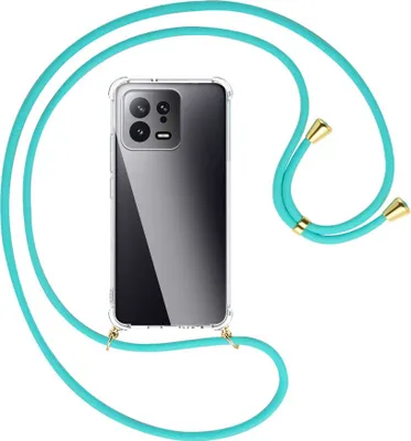 Produktbild von Handykette Backcover-Schutzhülle mit Band (Metall goldfarben) für Xiaomi 13 (6.28'') - türkis