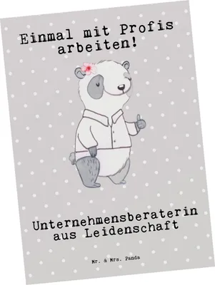 Produktbild von Mr. & Mrs. Panda Postkarte Unternehmensberaterin Leidenschaft - Grau Pastell - Geschenk, Postkarten, bildkarte, Ansichtskarte, Grußkarte, Fotokarte