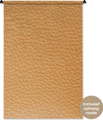 Produktbild von MuchoWow® Wandteppich Wandbehang Leder - Strukturiert - Leder-Optik - Orange 90x135 cm Tapisserie Dekoration Wandtuch - Baumwolle - Wandskulptur