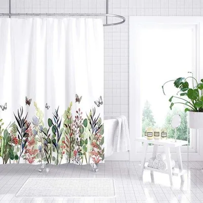 Produktbild von Badezimmervorhang buntblumen Anti-Schimmel waschbar