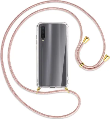 Produktbild von Handykette Backcover-Schutzhülle mit Band (Metall goldfarben) für Xiaomi Mi 9 Lite / CC9 - roségold