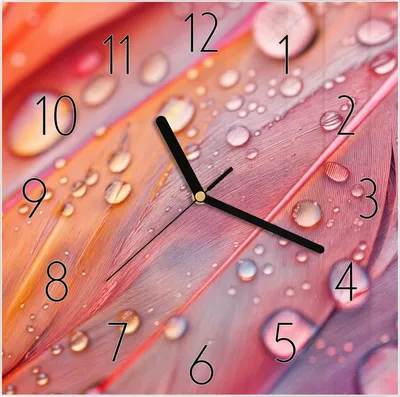 Produktbild von Wanduhr aus Glas mit Motiv Wassertropfen auf Federn- 30 x 30 cm - inkl. Aufhängesystem