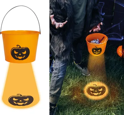 Produktbild von Halloween Kürbiseimer Süßigkeiten Sammler Gruselnacht Zauber Schatten Spaß Begeisterung Trick Treat Sammler Deko Party