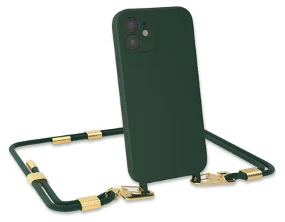 EAZY CASE Handyhülle Mit Kette Für IPhone 11 – Verstellbares Umhängeband, Stoßfest, Aus Silikon, Schwarz