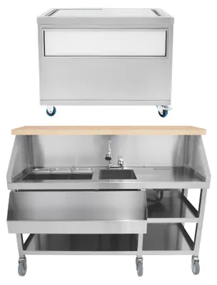 Image de Bar mobile pour cocktails, équipée d'un chariot à glaçons de 1000 mm