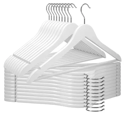 Produktbild von 20 Holzkleiderbügel weiß 44,5 x 22 cm je Bügel | 360 Grad drehbar