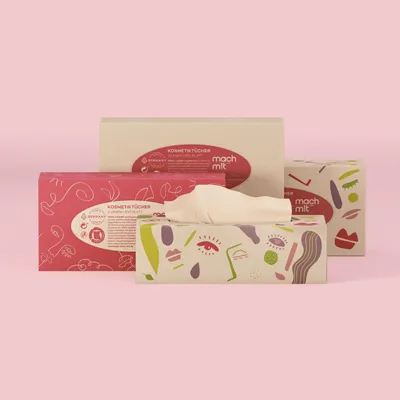 Produktbild von mach m!t PURE Kosmetiktücher in der Box - 200 Blatt 2-lagig - frei von Bleichmitteln - extrem weich & nachhaltig – Germany – recycelbar