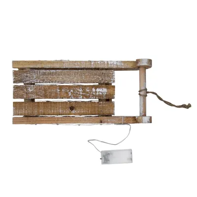 Obrázek produktu pro 1.10 LED dřevěných dekoračních sáněk 30 x 14,5 x 10,5 cm - s baterií / časovačem