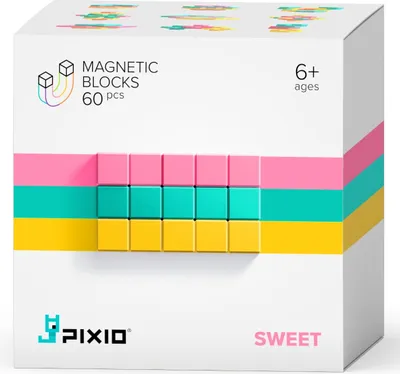 Produktbild von Pixio Sweet 60 Magnetbausteine in Gelb, Rosa und Türkis (ab 6 Jahren)