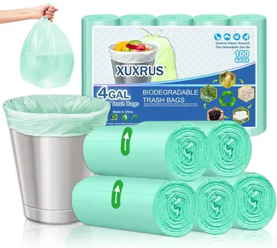Obrázek produktu pro Biologicky rozložitelné sáčky na odpad, objem 10 litrů, 100 kusů, vyrobené z kukuřičného škrobu, vhodné do kuchyně