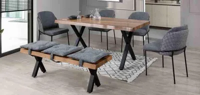 Image de Table de salle à manger 4 chaises Banc Assise Ensemble original Salle à manger