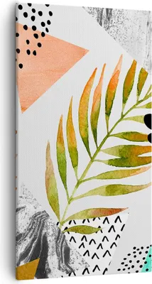 Produktbild von Bild auf Leinwand - Leinwandbild - Komposition muster palme blatt - 55x100cm - Wand Bild - Wanddeko - Leinwanddruck - Bilder - Kunstdruck - Wanddekoration - Leinwand bilder - Wandkunst - PA55x100-2897