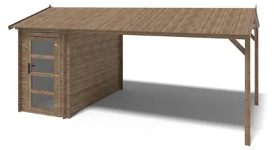 Immagine prodotto di Casetta da giardino in legno – 1.5x3 m con estensione 4x2.76 m - 15.56 m²