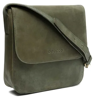 Immagine prodotto di Beocca Niba borsa a tracolla in pelle, in pelle conciata al vegetale, borsa versatile da giorno, borsa a spalla, fatta a mano, Verde