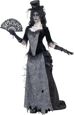 Produktbild von Geister-Braut-Kostüm für Damen Schwarze Witwe Halloween Damenkostüm schwarz-grau