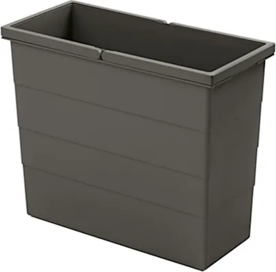A dark gray rectangular trash can insert is shown against a white background.