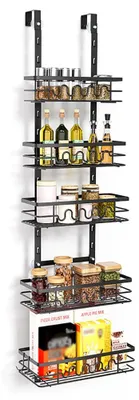 Image de Étagère de rangement - 5 niveaux - À suspendre sur la porte - En métal - Pour salle de bain, cuisine et cellier - Pour épices et conserves