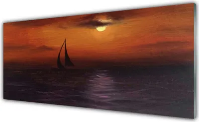 Produktbild von Glasbilder 125x50 Wandbild Druck auf Glas Meer Boot Landschaft