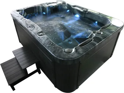 Produktbild von HOME DELUXE - Outdoor Whirlpool Black MARBLE inkl. Treppe und Thermoabdeckung