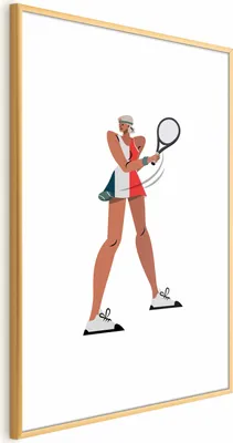Produktbild von Posterpapier Poster - Tennis Player with a Racket on a White Background - Illustration 40x60 cm Abstrakt i-B-10054-ao-a
