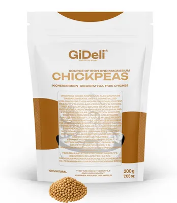 Obrázok produktu pre Cícer sušený, 200g, nepražený, zdroj bielkovín, vhodné pre vegánov, hummus, falafel, značka GiDeli