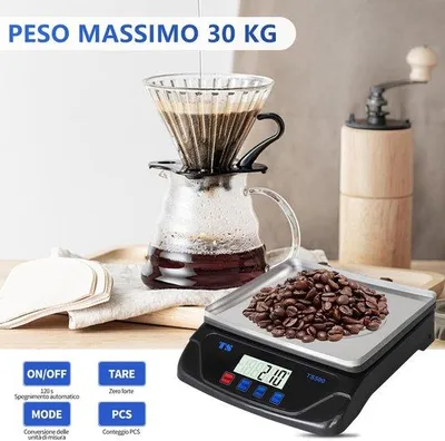 Obrázek produktu pro Profesionální kuchyňská váha – nerezová ocel – až 30 kg – LCD displej – pro vaření a pečení