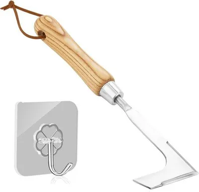 Produktbild von Famanu Unkrautstecher und Fugenkratzer aus Edelstahl mit Holzgriff - Ideal zum Entfernen von Unkraut