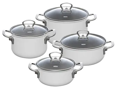 Produktbild von Riess Topfset 4-teilig Nouvelle Light Grey Emaille