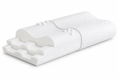 Produktbild von Gelschaum Kopfkissen Memory Foam – 3-fach höhenverstellbares Nackenkissen mit Massagezonen für Seiten-, Rücken- & Bauchschläfer