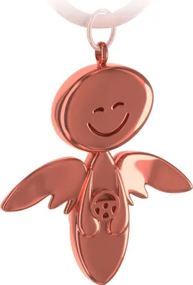 Produktbild von FABACH Schutzengel Schlüsselanhänger Smile mit Lenkrad - Edler Engel Anhänger aus Metall in glänzendem Rosegold - Geschenk Glücksbringer Auto Führerschein - Fahr vorsichtig