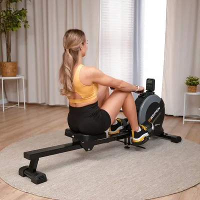 Produktbild von Hop-Sport Rudergerät für zuhause Aspen - Rudergerät mit Magnetbremssystem & 16 Widerstandsstufen, Rudermaschine max. Nutzergewicht 120kg
