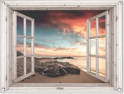 Produktbild von MuchoWow® 80x60 cm Outdoor-Poster Gartendeko Sichtschutz Garten Poster für den Garten  Aussicht - Strand - Meer