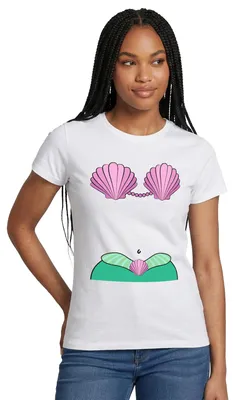 Produktbild von Spreadshirt Meerjungfrau Karneval Kostüm Fasching Frauen T-Shirt, XXL, Weiß