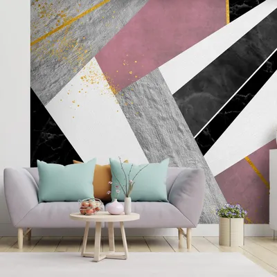 Produktbild von Vlies Fototapete Abstrakt 400x280 cm Tapeten Wandtapete XXL geometrische Muster Betonoptik Marmoroptik bunt n-A-10010-a-a