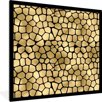Produktbild von MuchoWow® Gerahmtes Poster Muster - Formen - Gold 40x40 cm - Poster mit Schwarzem Bilderrahmen Wandposter Rahmen Foto Bilder - Mit Rahmen - Wanddekoration Schlafzimmer