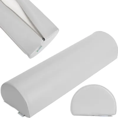 Produktbild von Habys Lagerungsrolle Halbrund, Nackenrolle, Knierolle, Lagerungskissen | für Massage und Therapie | Kniehalbrolle, 60x18x12cm | Hellgrau