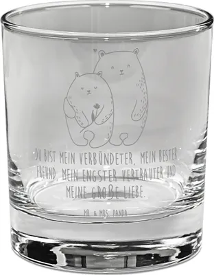 Produktbild von Mr. & Mrs. Panda Whiskeyglas Bären Liebe - Transparent - Geschenk, Kuscheln, Whiskey Tumbler, Umarmung, Freundin, Whiskyglas, Beziehung, Gravur, Glas, Lowball, Verknallt