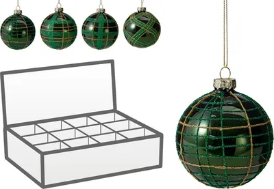 Productafbeelding van Kerstbal glas 8 cm 4ass groen Nampook