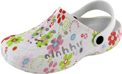 Produktbild von Alb Trade Damen Gartenclogs Größe 37, Weiß, Grün, Rot, leicht, pflegeleicht, bequem, profilierte Sohle, leichter Einstieg, klappbarer Fersenriemen, aus EVA (Ethylenvinylacetat), Thermoplastik-Gummi, fällt kleiner aus