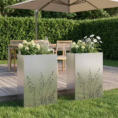 Produktbild von Möbel Garten-Pflanzgefäß 2 Stk. Silber 50 x 30 x 75 cm Edelstahl - Beete &23940