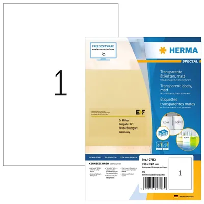 Obrázek produktu pro HERMA 10783, Etikety, 21 cm, 29,7 cm, 1 kusů