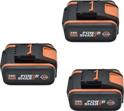 Productafbeelding van Batterij, 4000 mAh capaciteit, compatibel met verschillende Worx-modellen, 8.0Ah - 3 stuks