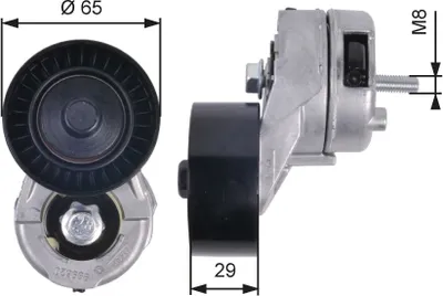Produktbild von GATES T38356 Spannrolle Keilrippenriemen 65mm für FIAT GRANDE PUNTO (199) PUNTO (188) für ALFA ROMEO 147 (937)