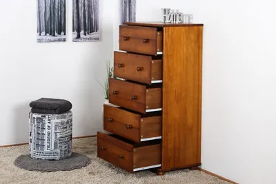 Produktbild von Kommode Kiefer massiv Vollholz Eichefarben Rustikal Junco 141 - Abmessungen: 123 x 60 x 42 cm (H x B x T)