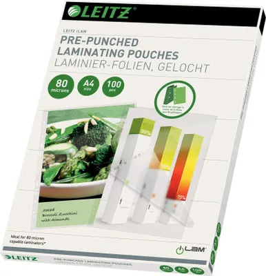 Image de LEITZ Pochette à plastifier, DIN A4, perforation de classement, 160 mic